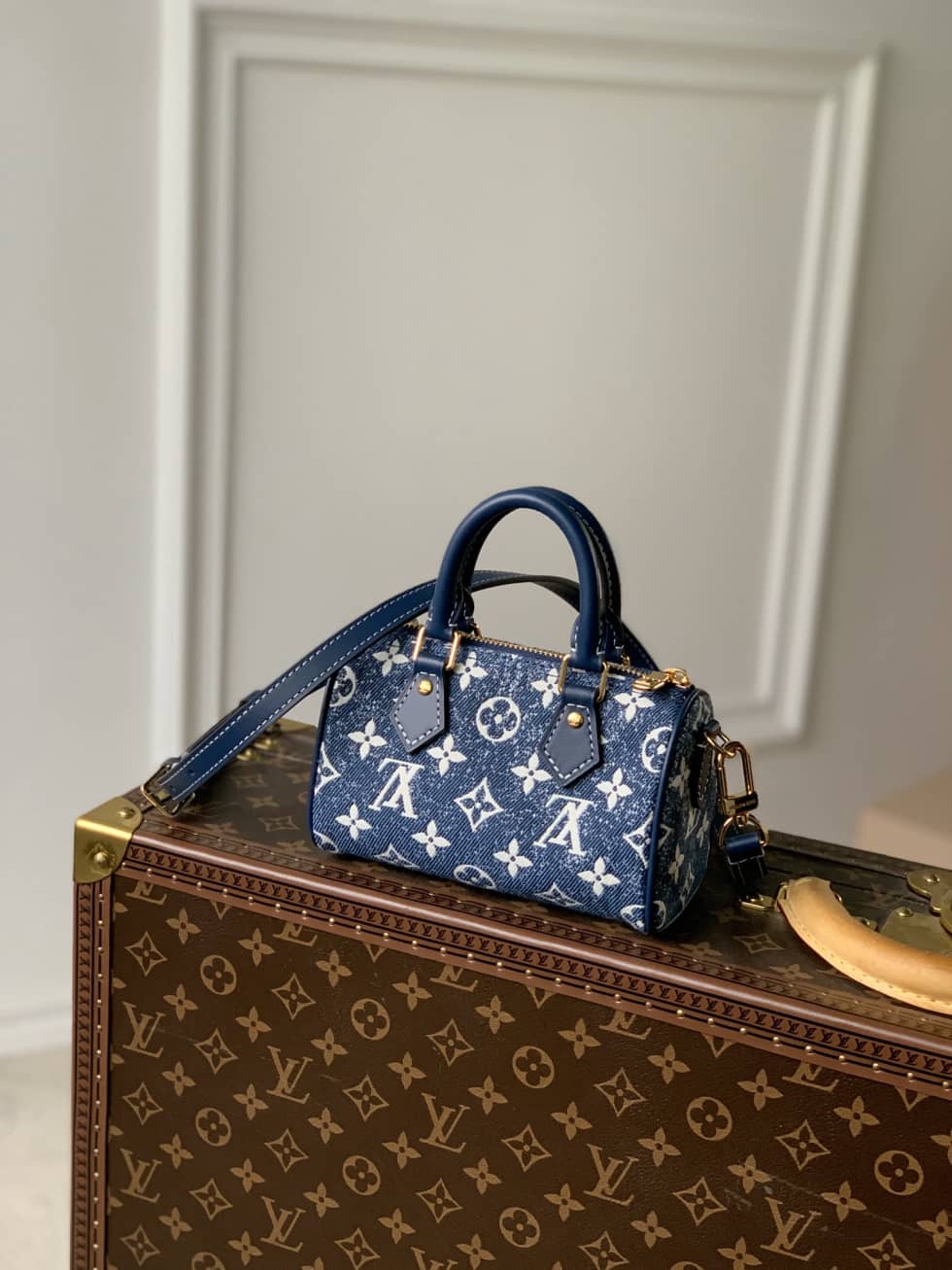 L0vis Vvtt0n Nano Speedy Denim Leather M81168 Replica Crossbody Bag