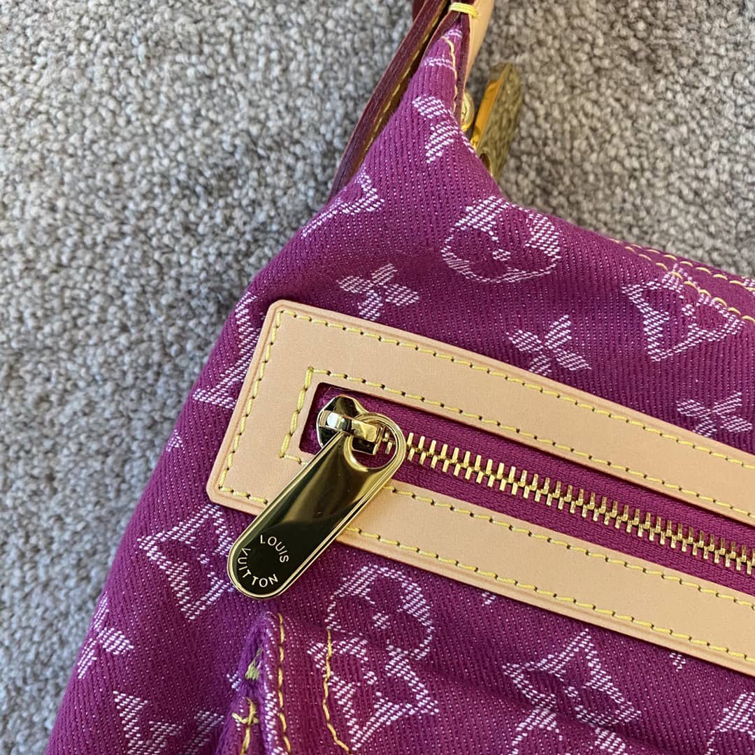 L0vis Vvtt0n Monogram Denim Baggy PM Bag Replica Pink M44464