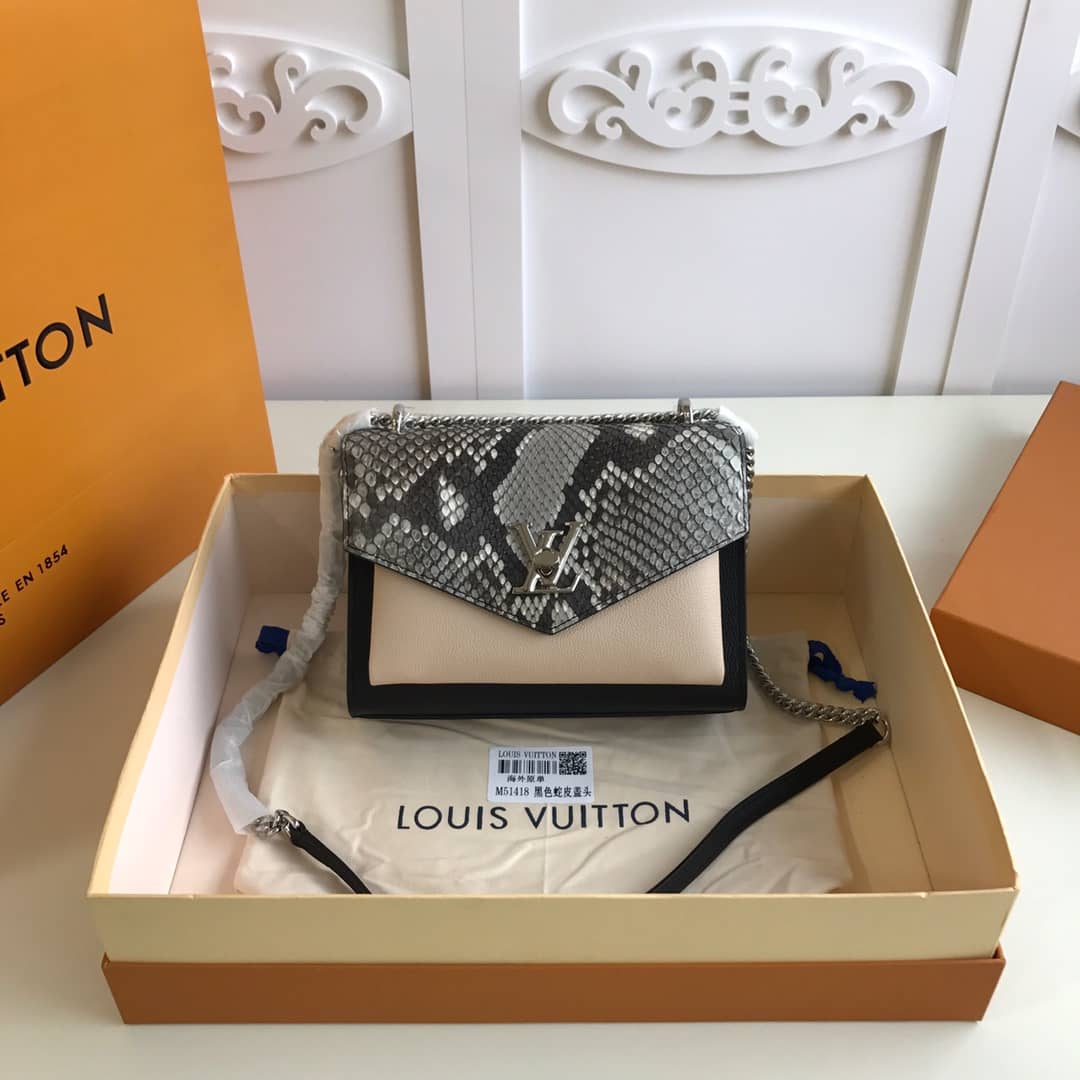 L0vis Vvtt0n MyLockMe BB Calf Chain Replica Shoulder Bag Black Beige M51418