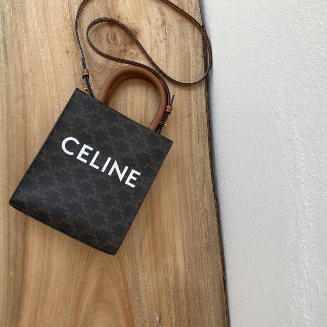Ce1i*e Triomphe Canvas Calfskin Mini Vertical Cabas Replica Bag
