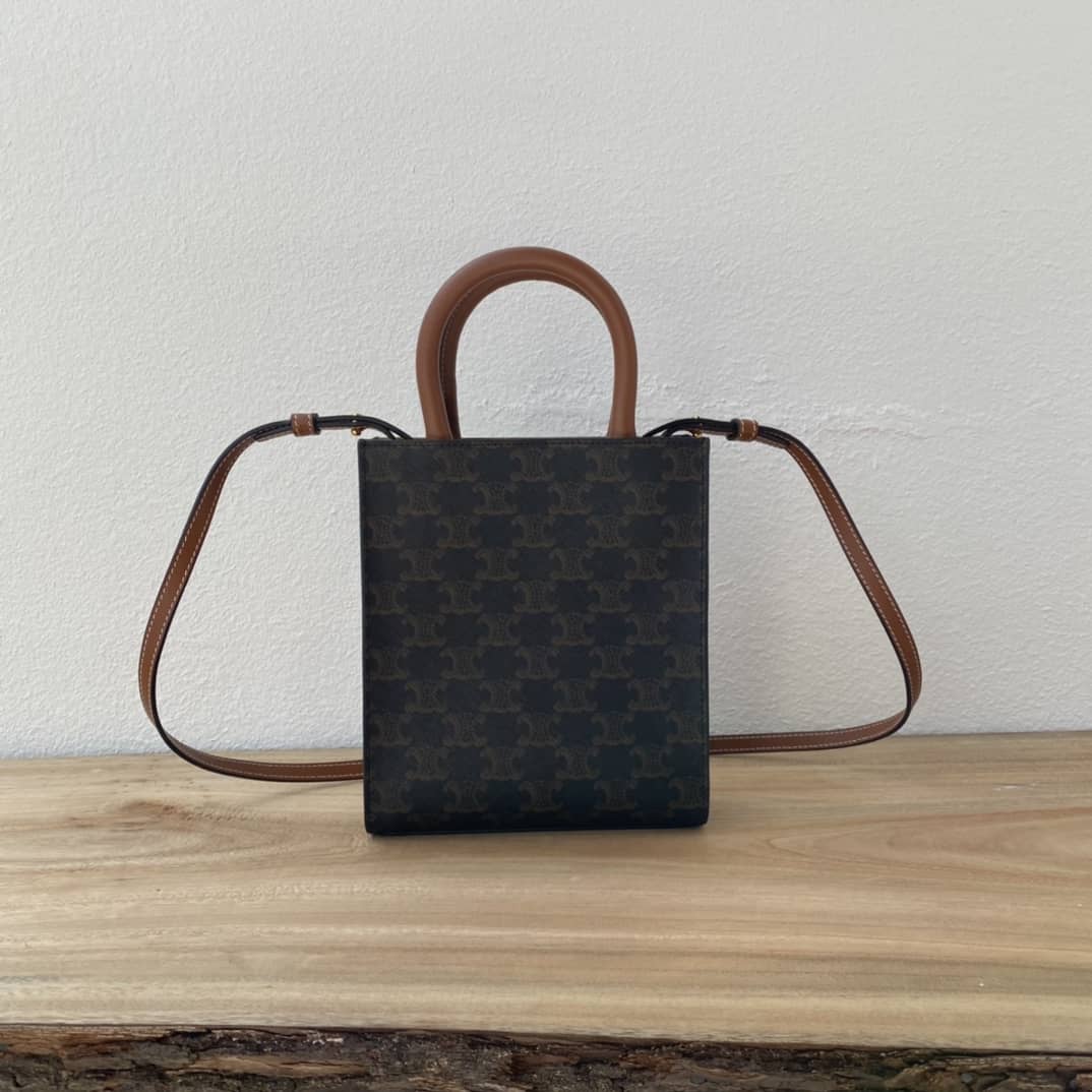 Ce1i*e Triomphe Canvas Calfskin Mini Vertical Cabas Replica Bag
