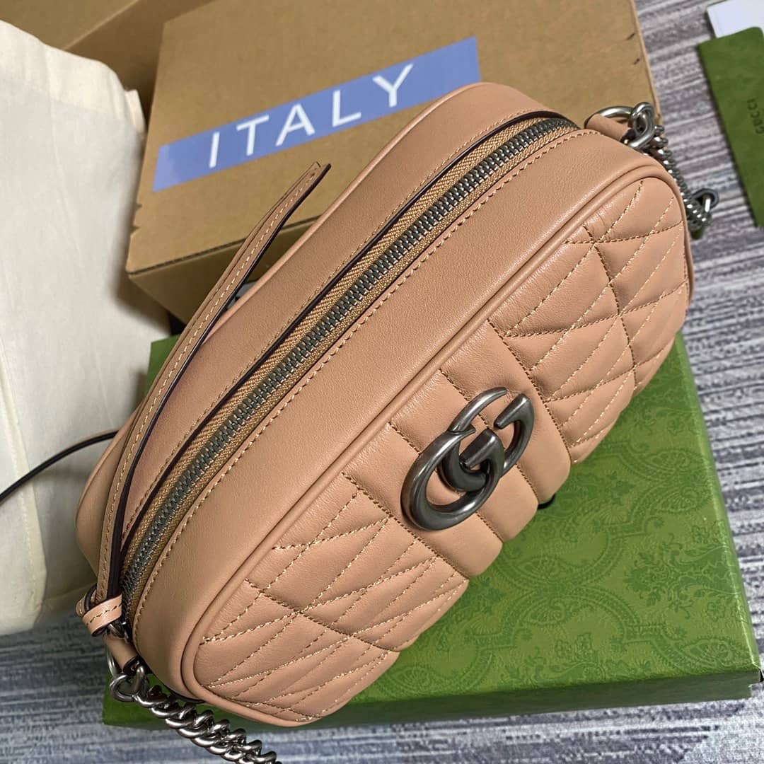 Gvc*1 Handbag Dupes GG Marmont Small Shoulder Handbag Camera Bag Replica Brown 447632