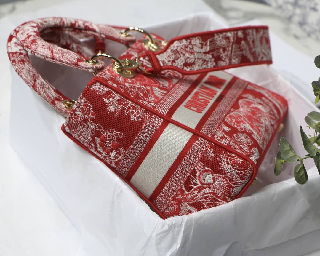 Lady D10r Dupe 24CM Paisley Embroidery Lady D-Lite Bag