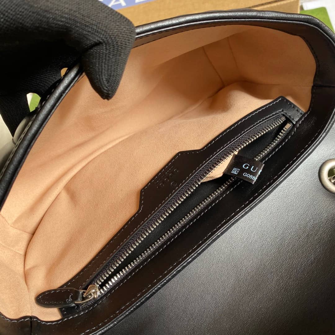 Gvc*1 GG Marmont Matelasse Shoulder Bag Replica Black 443497
