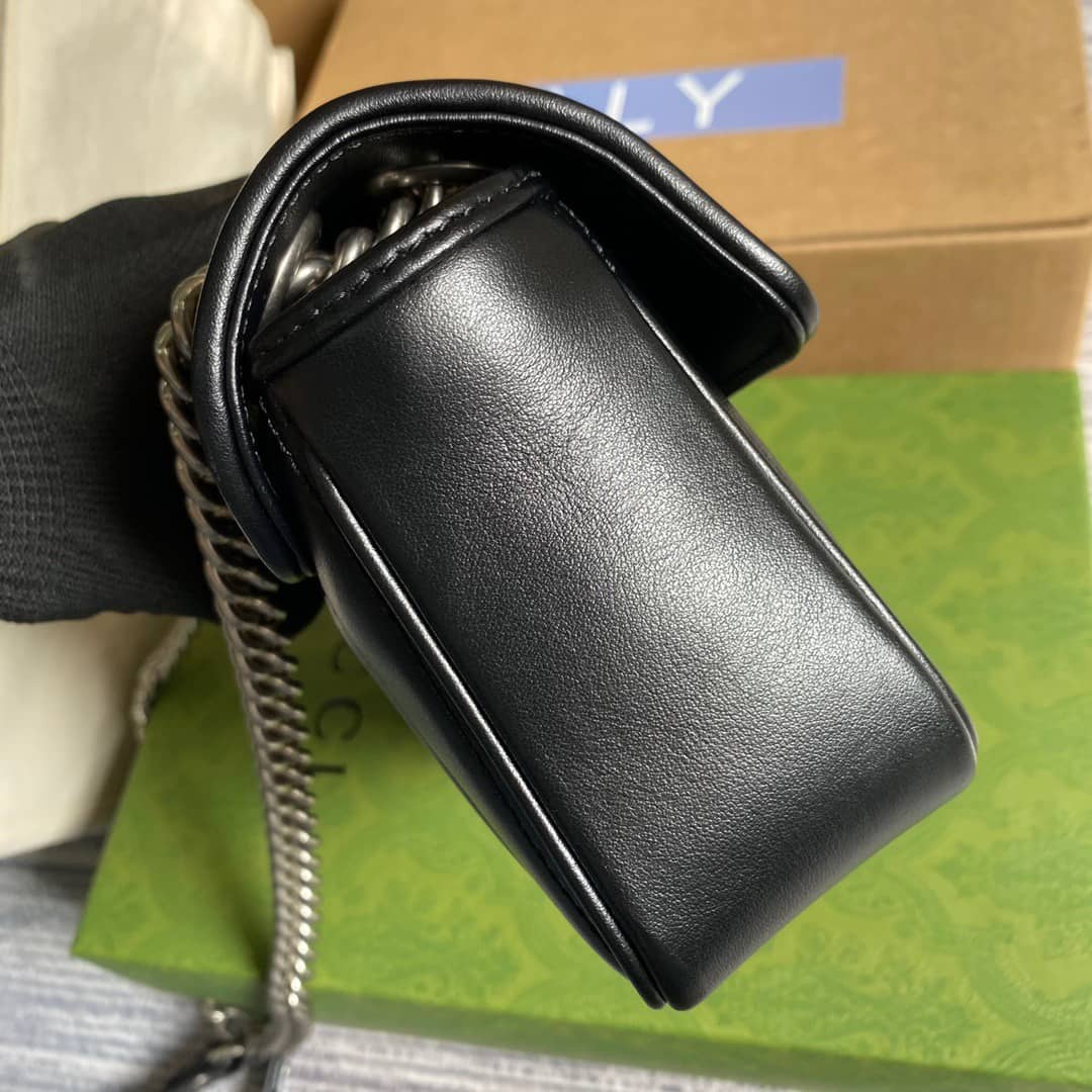 Gvc*1 GG Marmont Mini Matelasse Shoulder Bag Replica Black 446744