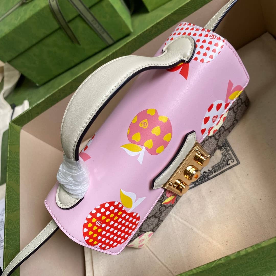 Gvc*1 GG Svp*me Canvas Padlock Mini Shoulder Bag Replica Pink 652683