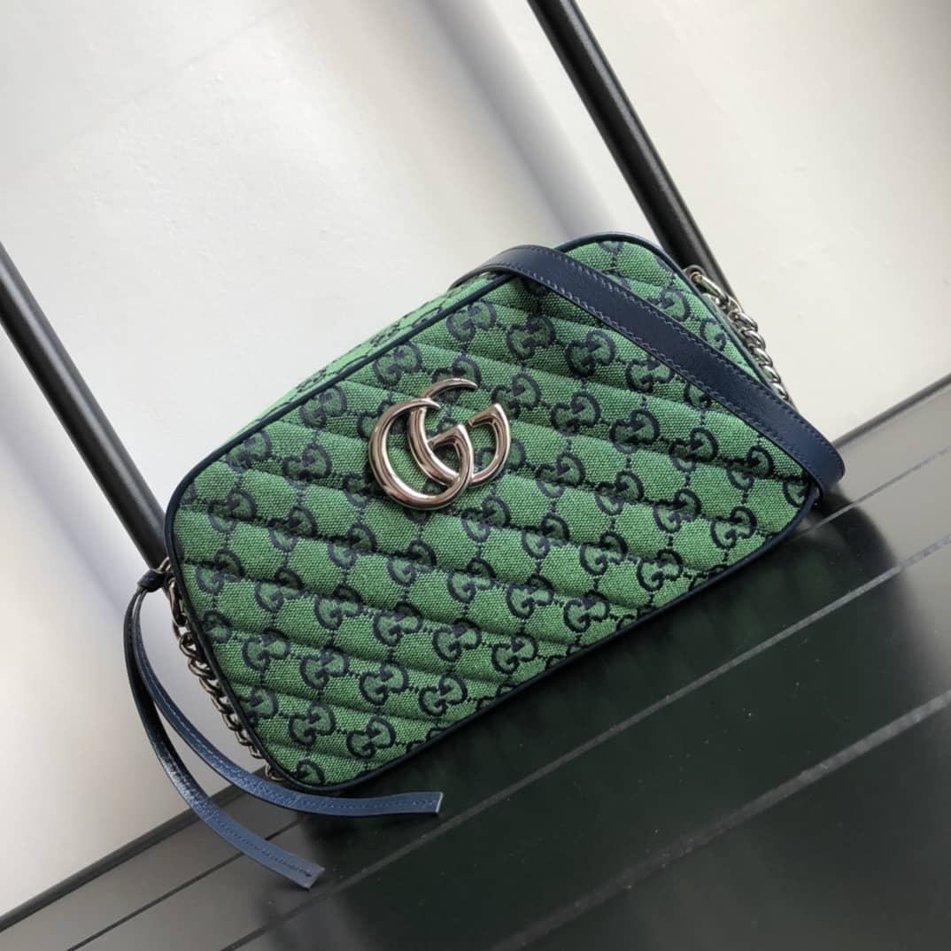 Gvc*1 GG Marmont Small Shoulder Handbag Camera Bag Replica Green 447632