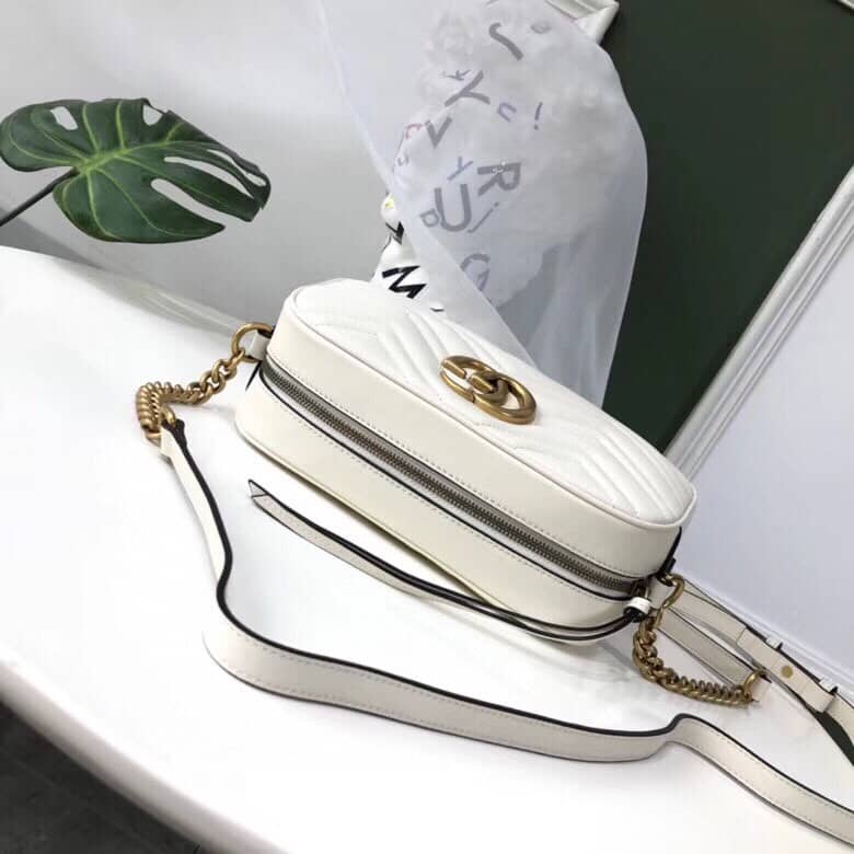 Gvc*1 Handbag Dupes GG Marmont Small Shoulder Handbag Camera Bag Replica White 447632