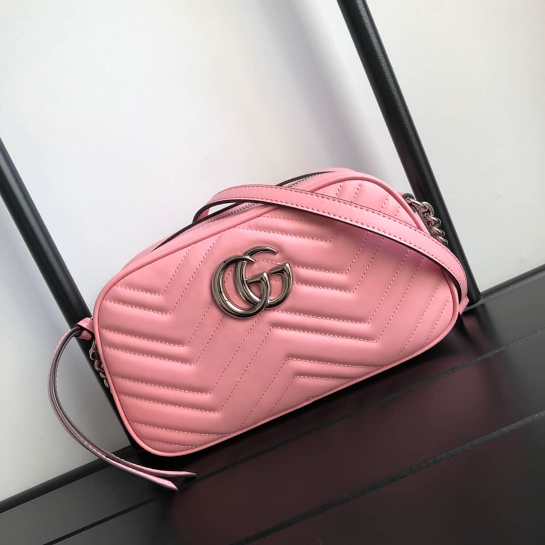 Gvc*1 GG Marmont Small Shoulder Handbag Camera Bag Replica Pink 447632