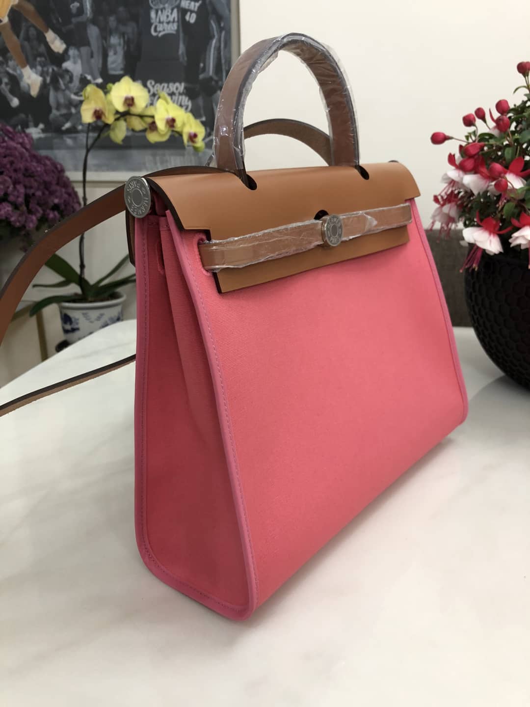 Replica H**me5 Birkin Bag 31 Canvas Leather HerBag