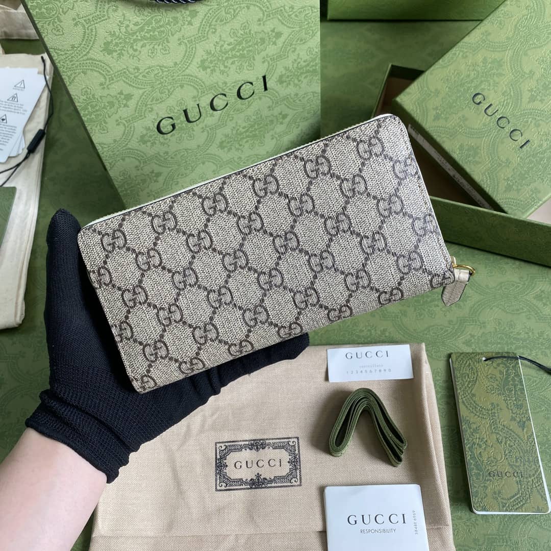 Gvc*1 GG Marmont Leather Zip Long Wallet Replica 456117