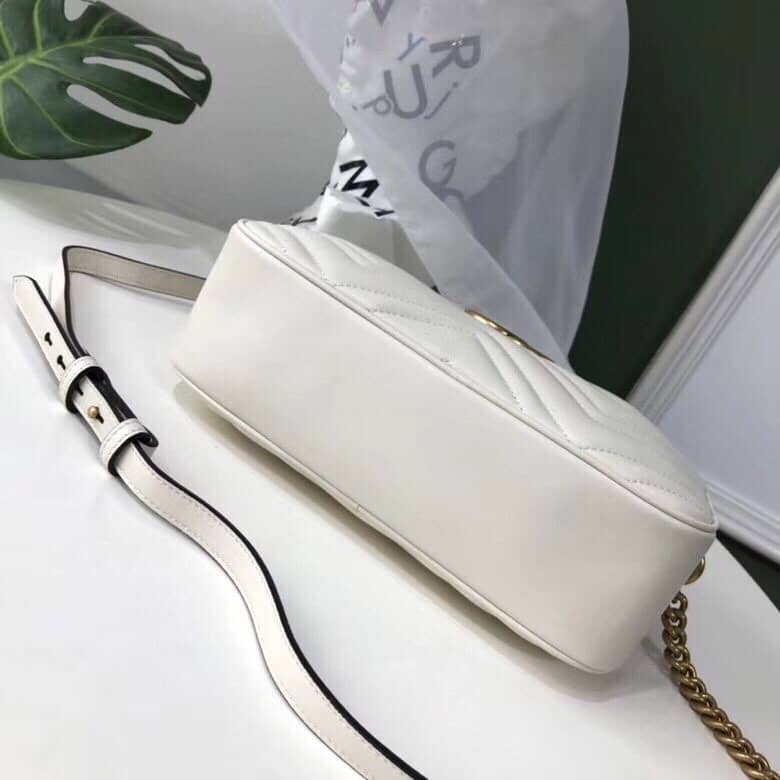 Gvc*1 Handbag Dupes GG Marmont Small Shoulder Handbag Camera Bag Replica White 447632