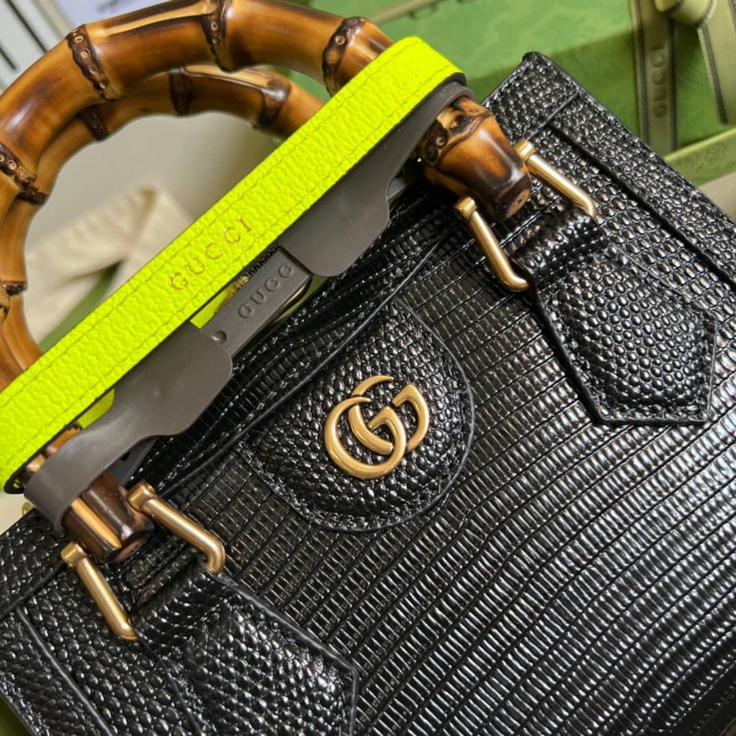 Gvc*1 Diana Lizard Mini Bag Black 675800 Replica Tote