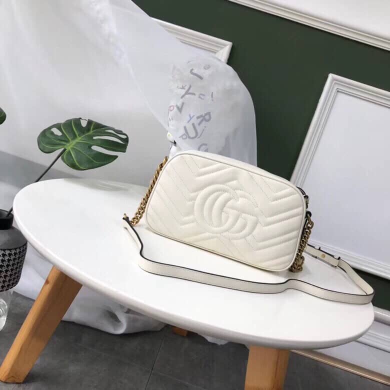 Gvc*1 Handbag Dupes GG Marmont Small Shoulder Handbag Camera Bag Replica White 447632