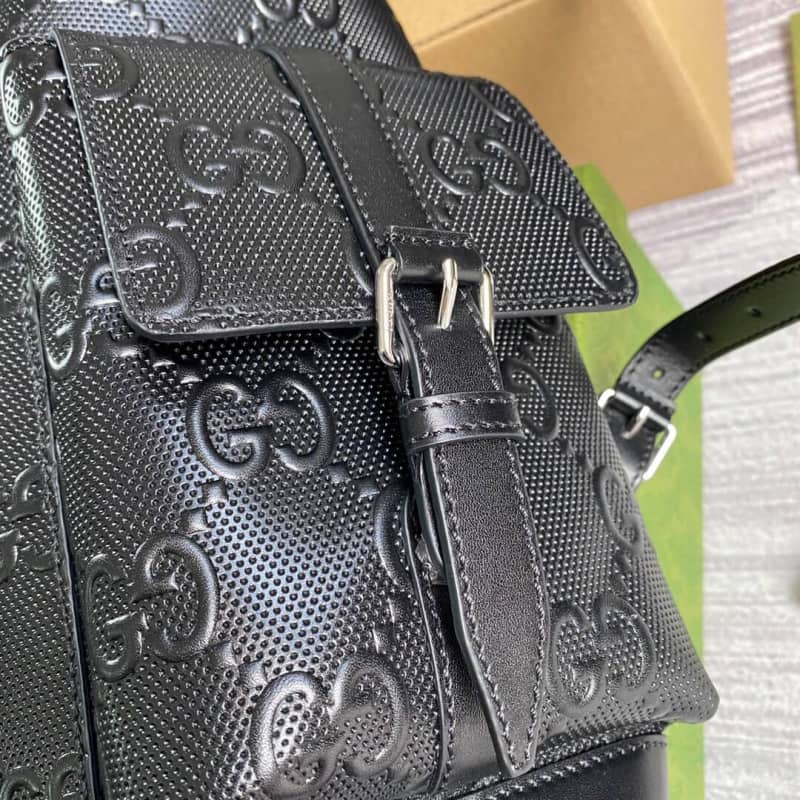 Gvc*1 GG Embossed Leather Replica Backpack Black 625770