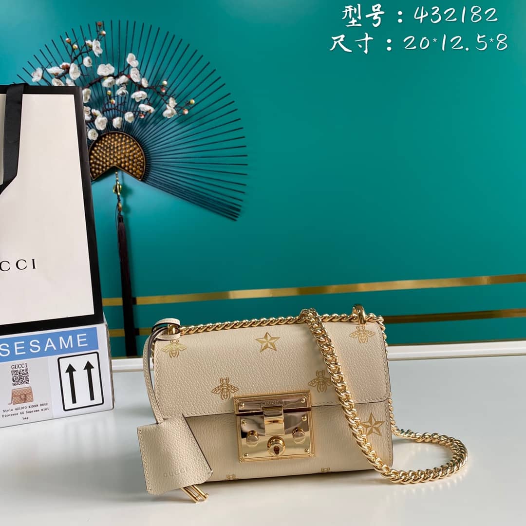 Gvc*1 Padlock Leather Shoulder Bag Replica 432182