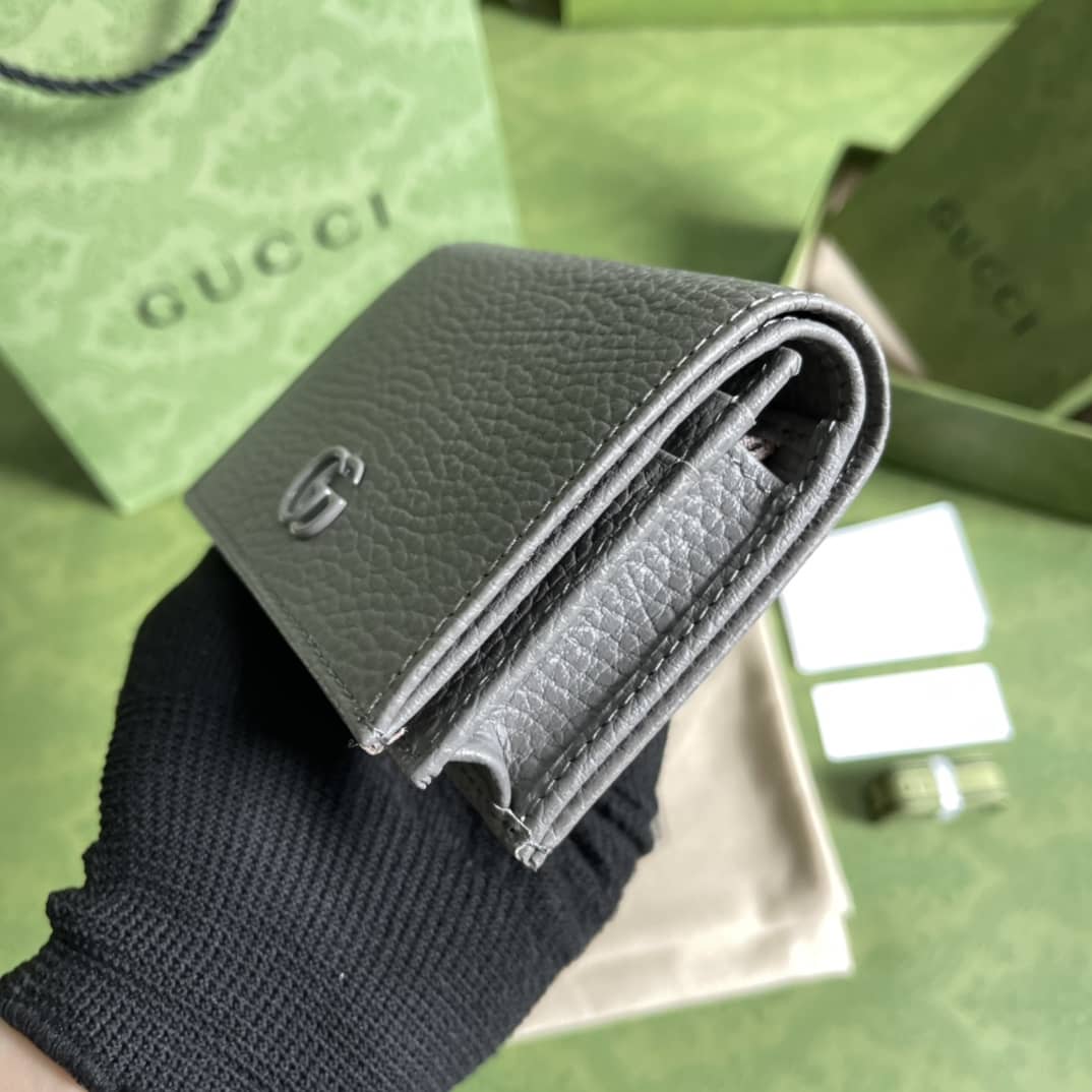 Gvc*1 GG Leather Card Case Wallet Black Replica 456126