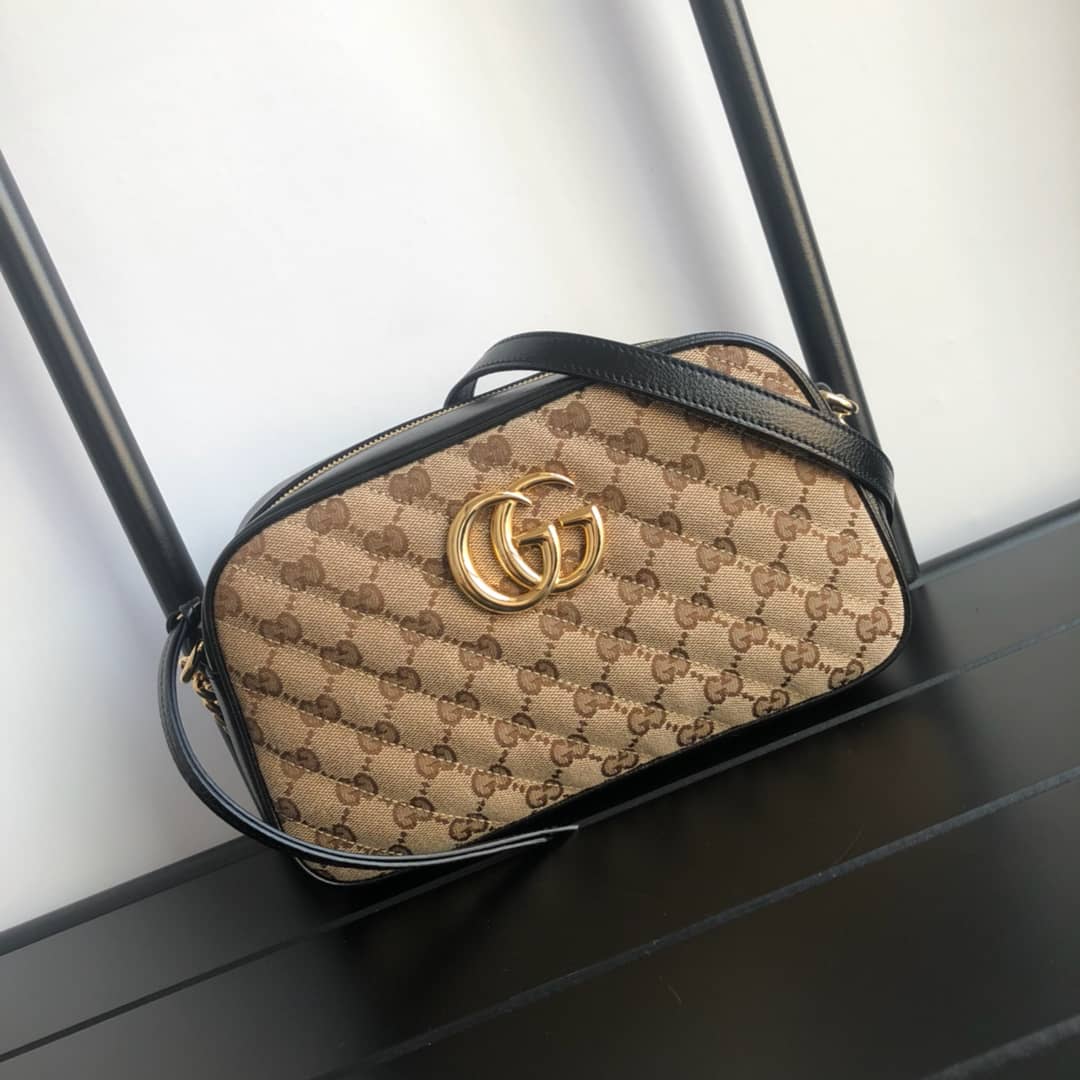 Gvc*1 GG Marmont Small Shoulder Handbag Camera Bag Replica Brown 447632