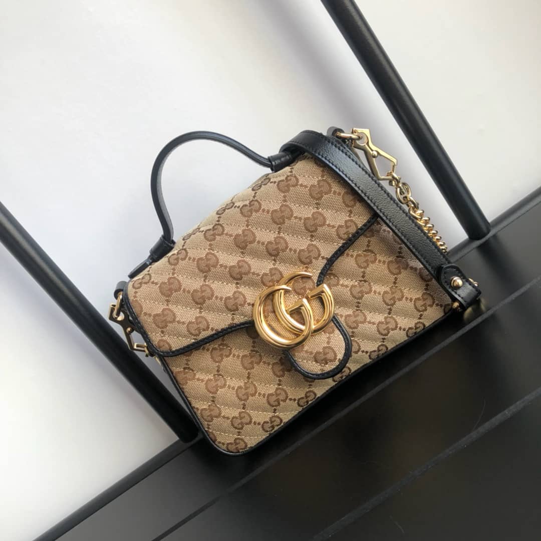 Gvc*1 GG Marmont Mini Top Handle Bag Replica Black 583571