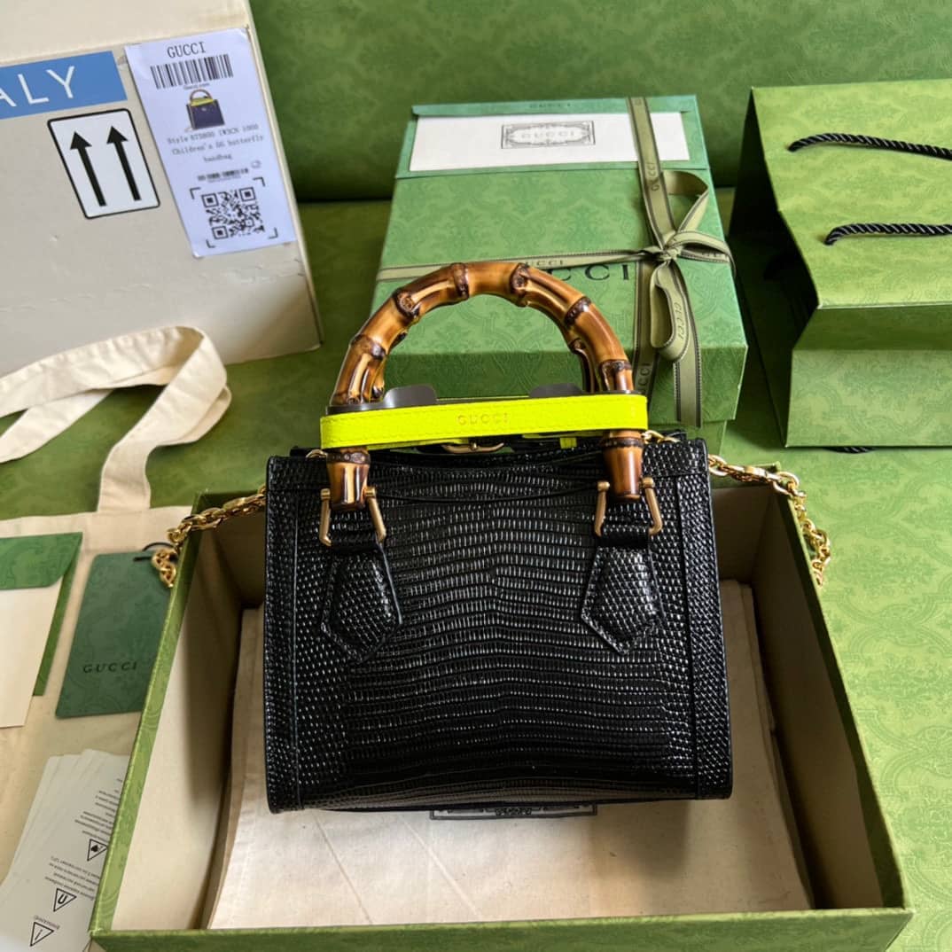 Gvc*1 Diana Lizard Mini Bag Black 675800 Replica Tote