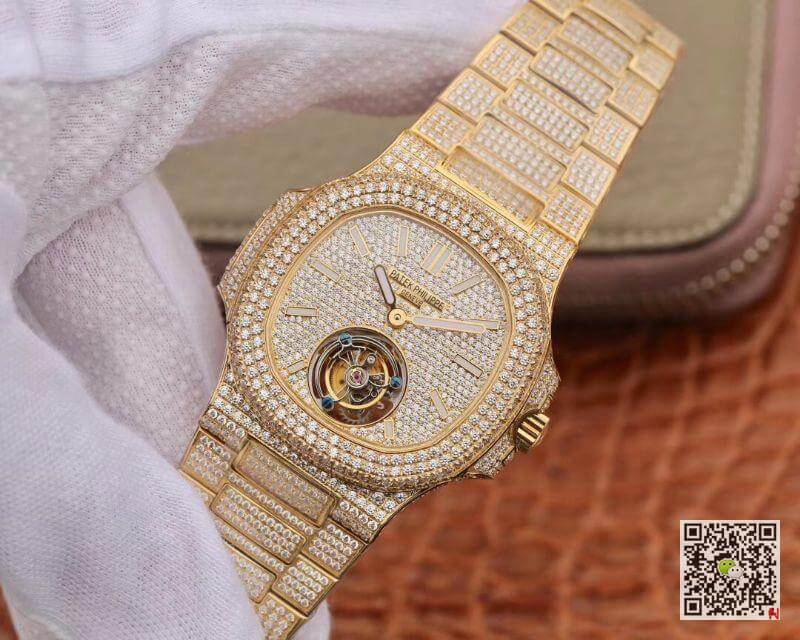 Pat*k Phi1i*pe Replica Nautilus Tourbillon 18K Yellow Gold R8 Factory 1:1 Best Edition Swiss Hand-Winding Tourbillon Movement