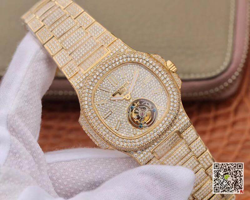 Pat*k Phi1i*pe Replica Nautilus Tourbillon 18K Yellow Gold R8 Factory 1:1 Best Edition Swiss Hand-Winding Tourbillon Movement