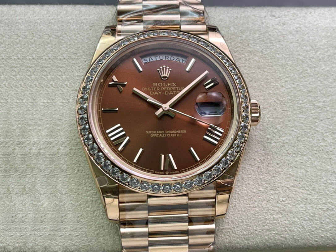 Replica R01ex Day Date M228345RBR-0009 1:1 Best Edition EW Factory Brown Dial