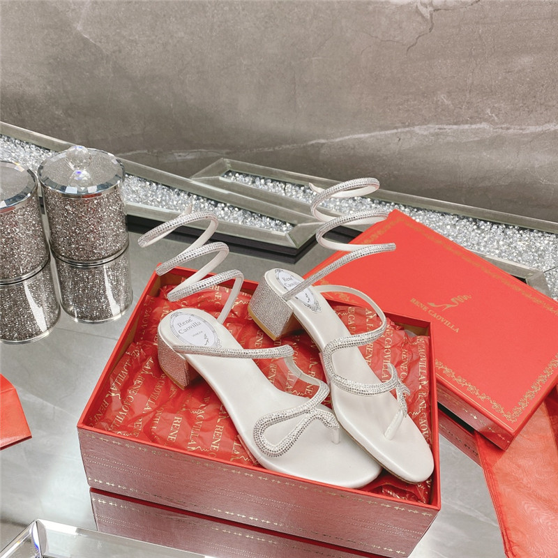 Rene Caovilla Heels Dupe snake crystal chunky heel sandals
