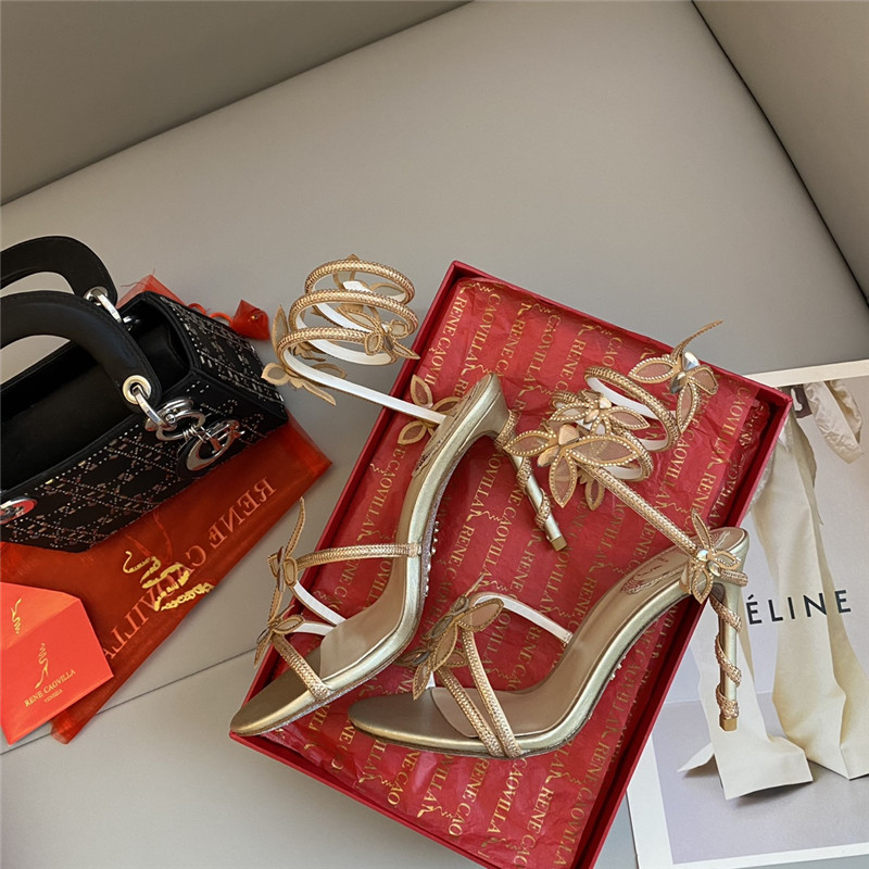 Rene Caovilla Heels Dupe latest butterfly strap high-heeled sandals