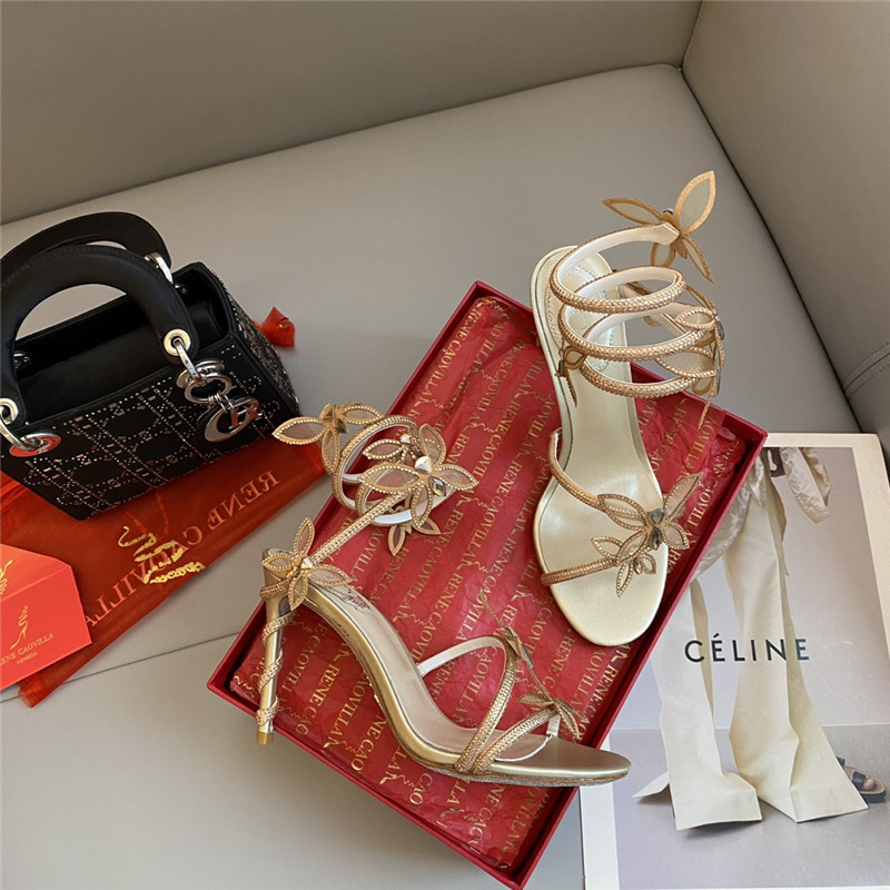 Rene Caovilla Heels Dupe latest butterfly strap high-heeled sandals