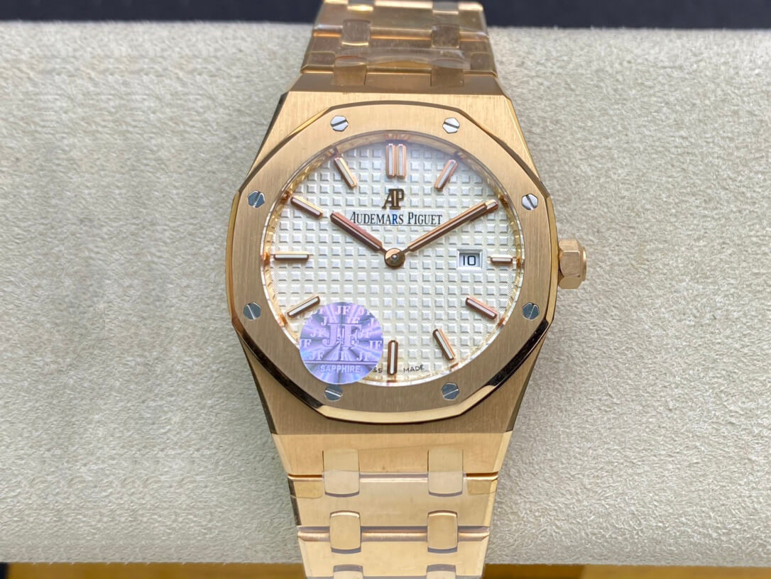 Replica Audemars P1g*et Royal Oak 67650OR.OO.1261OR.01 1:1 Best Edition JF Factory White Dial Swiss Quartz