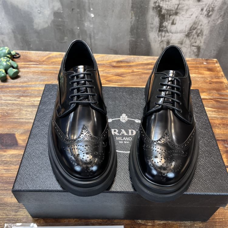 Pra*a BRUSHED LEATHER DERBY BROGUE SHOES SHOES   PRS033