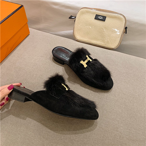 H**me5 sheepskin mink loafers