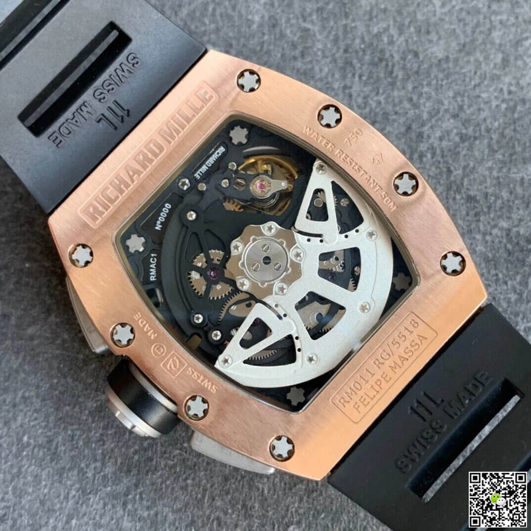 Replica Richard Mille RM11 1:1 Best Edition KV Factory Rose Gold Black Strap