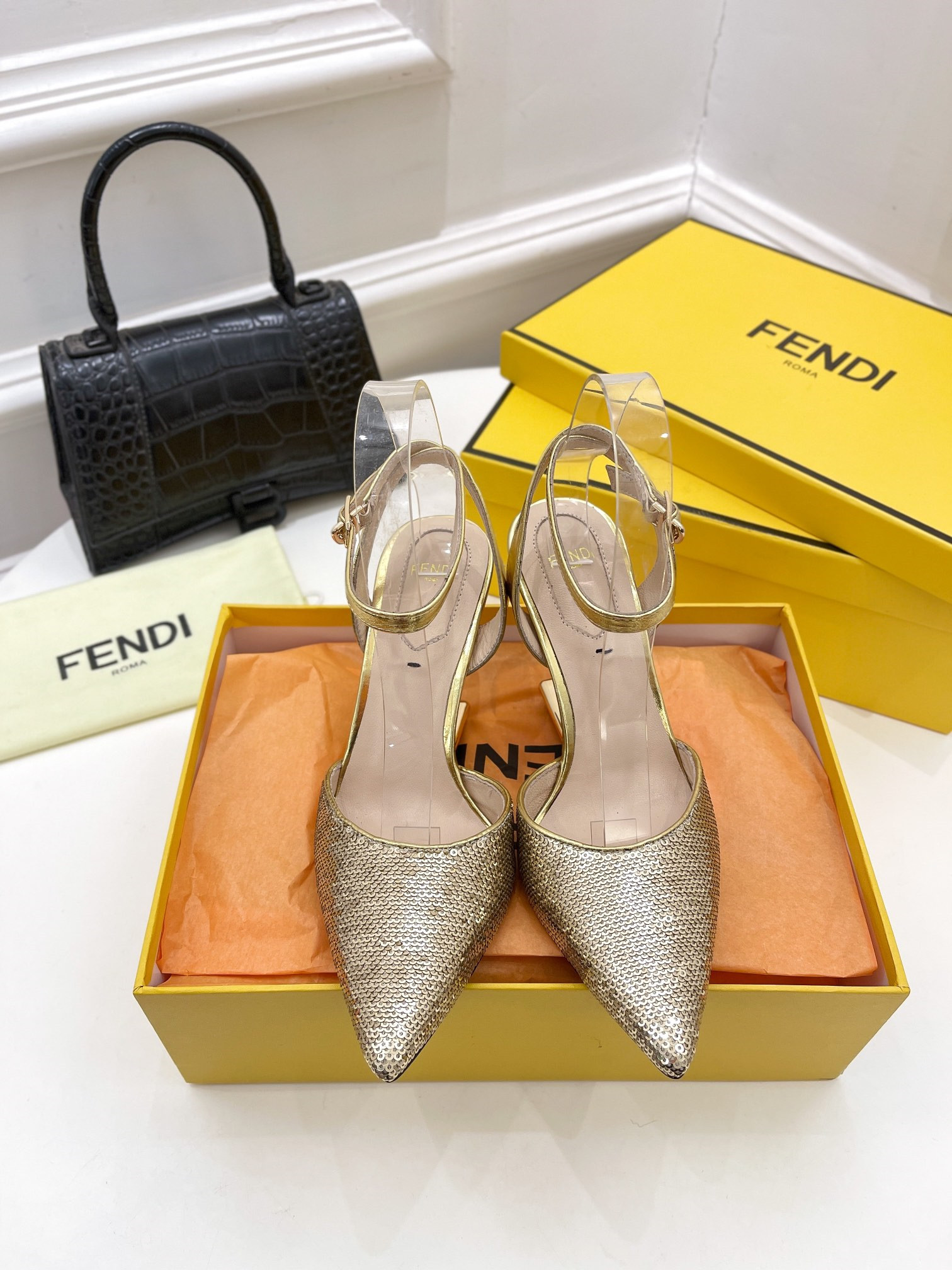 F**di first leather high-heel sandals